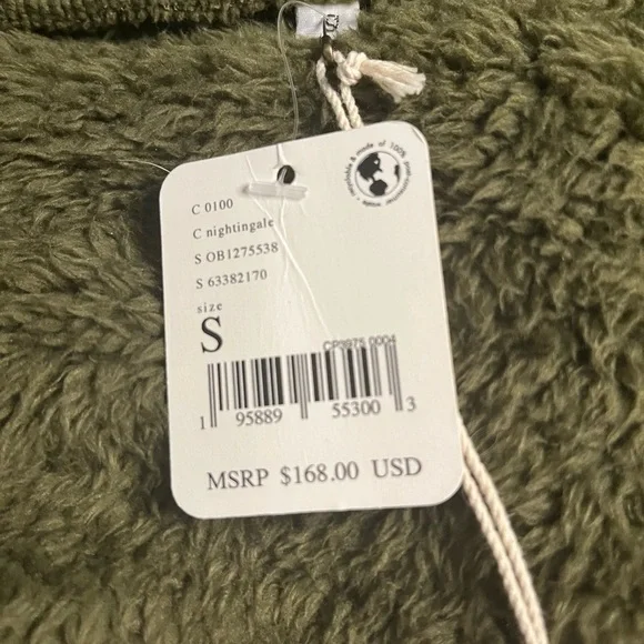 Free People Movement Full Zip Sherpa Jacket Olive Green - Picture 3 of 4